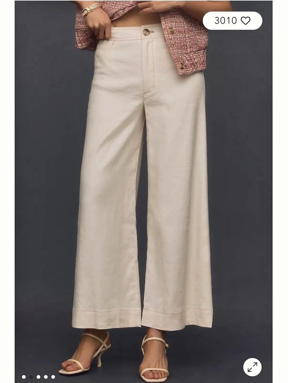 Anthropologie Maeve Ettie Linen Stretch High Rise Wide Leg Cropped Pants
